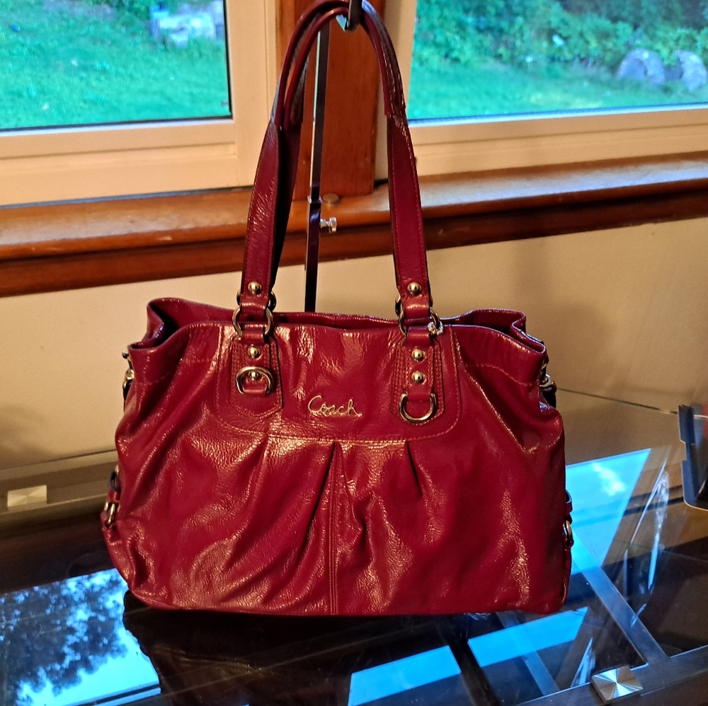Coach vintage Ashley Madison burgundy patent leather